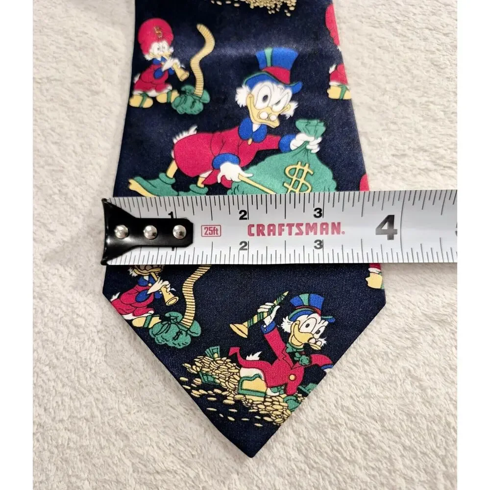Disney Uncle Scrooge Men Necktie Black Limited Edition Rare Vintage Money Bags